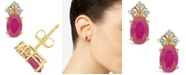 Macy's Ruby (1-1/5 ct. t.w.) and Diamond (1/8 ct. t.w.) Stud Earrings in 14k Yellow Gold